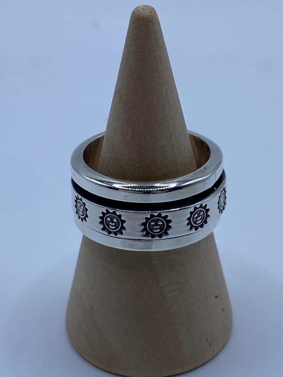 💍 Anillo Giratorio de Plata 925 con Diseño de Soles