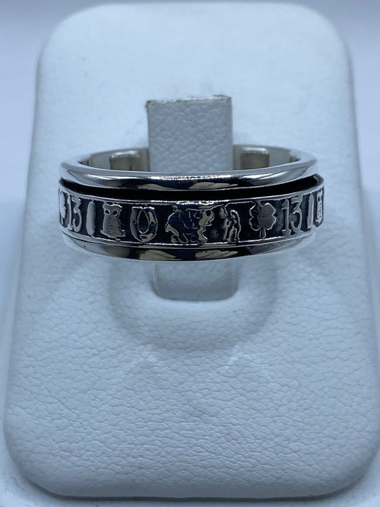 🍀 Anillo Giratorio de Plata 925 con Símbolos de la Suerte