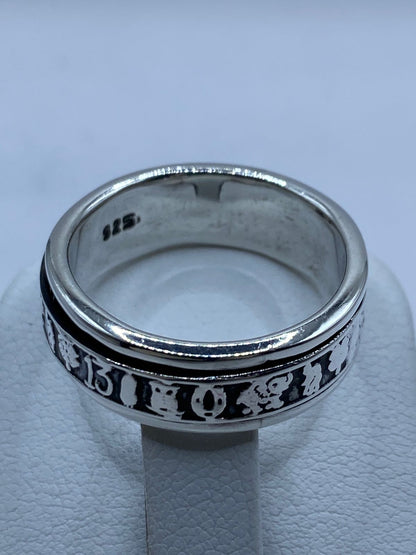 Anillo Giratorio de Plata 925 con Símbolos de la Suerte