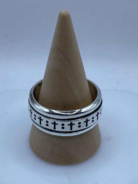 Anillo Giratorio de Plata 925 con Cruce — vista lateral