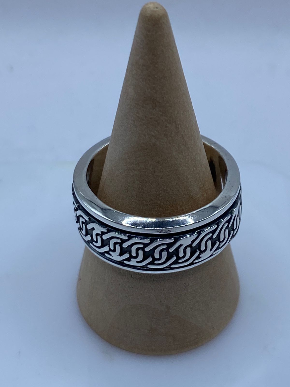 💍🔗 Anillo Giratorio de Plata 925 con Diseño de Cadena