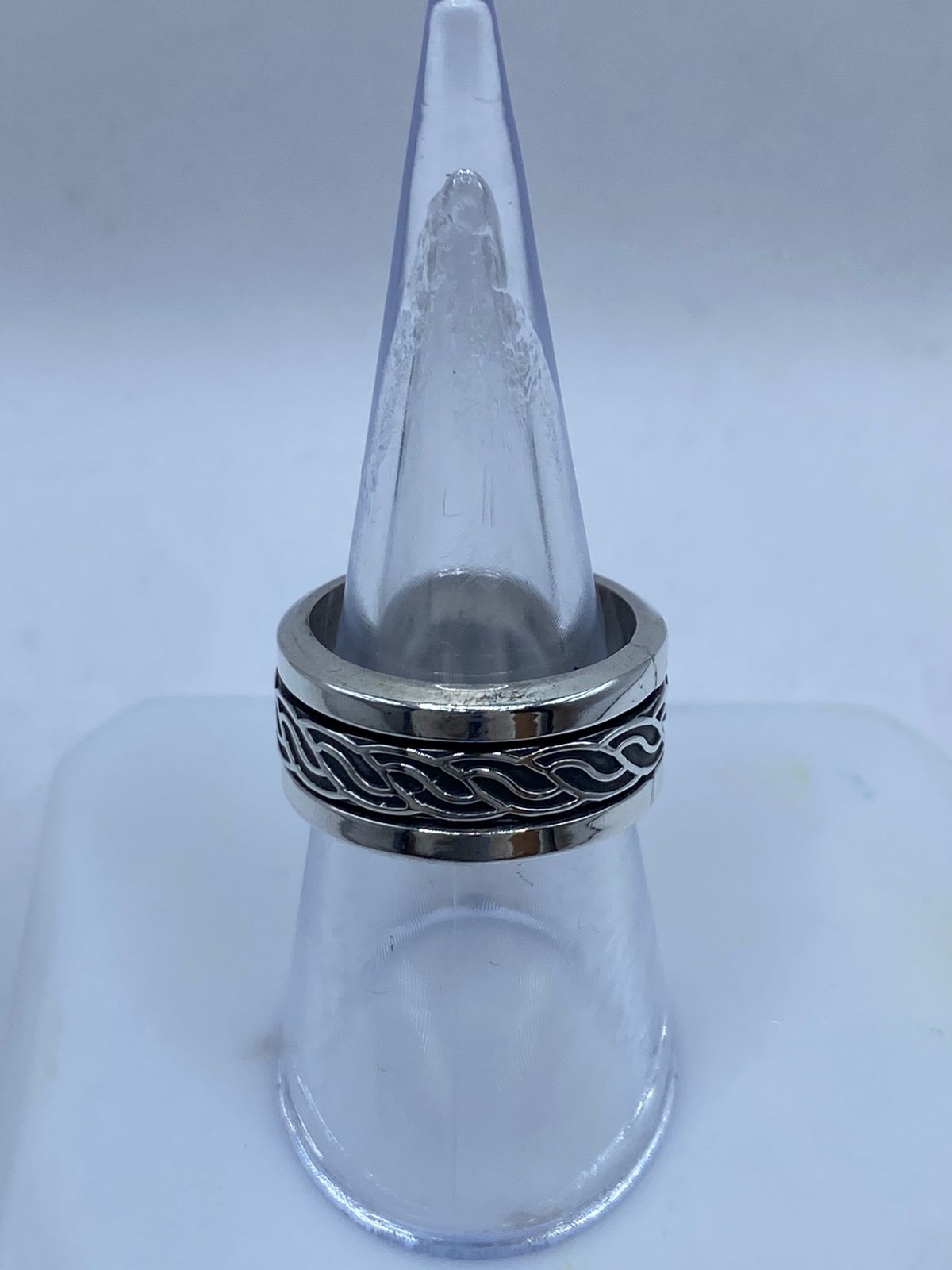 🔗💍 Anillo Giratorio de Plata 925 con Diseño de Cadena Entrelazada