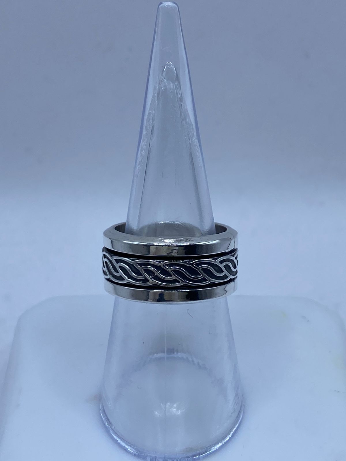 🔗💍 Anillo Giratorio de Plata 925 con Diseño de Cadena Entrelazada