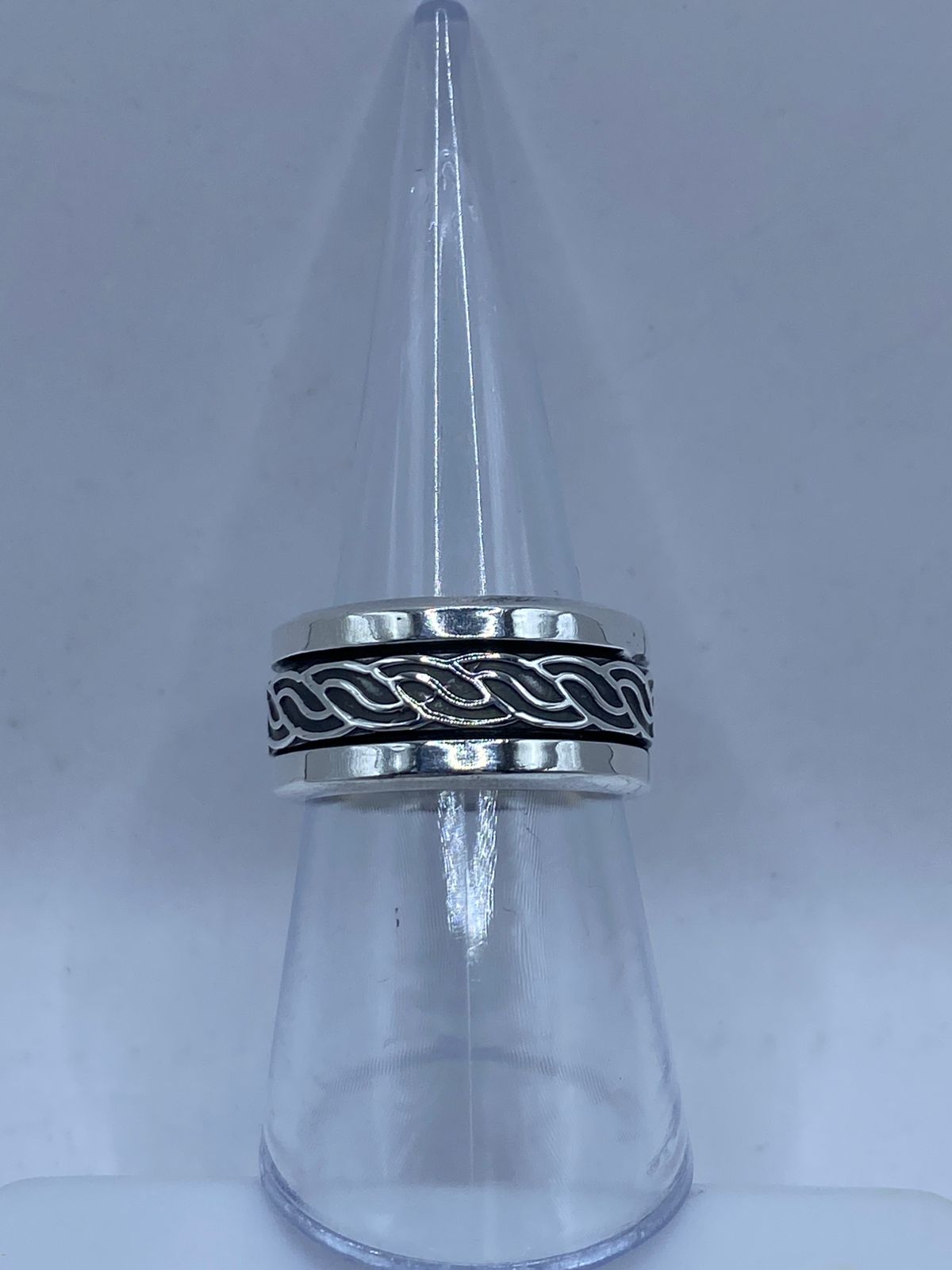 🔗💍 Anillo Giratorio de Plata 925 con Diseño de Cadena Entrelazada