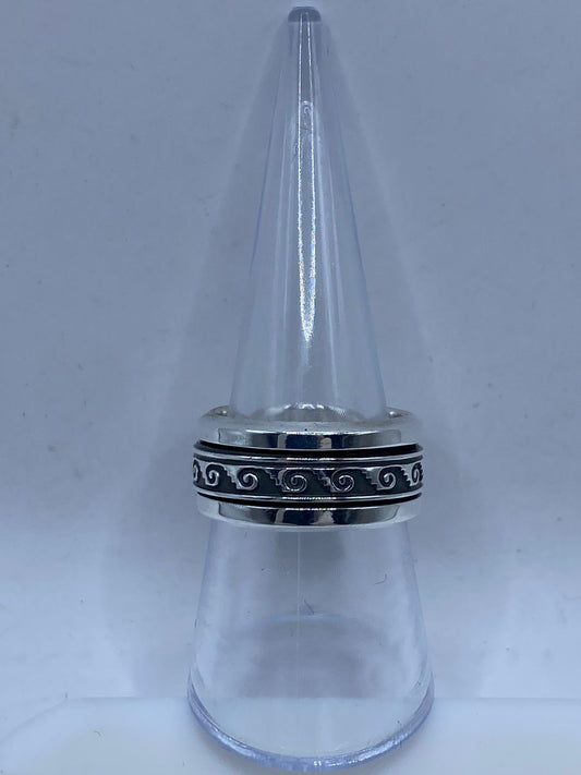 💍🌀 Anillo Giratorio de Plata 925 con Diseño Espiral Clási