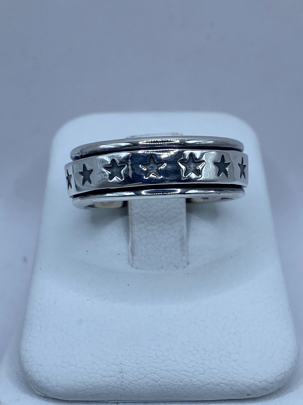 💍⭐ Anillo Giratorio de Plata 925 con Diseño de Estrellas