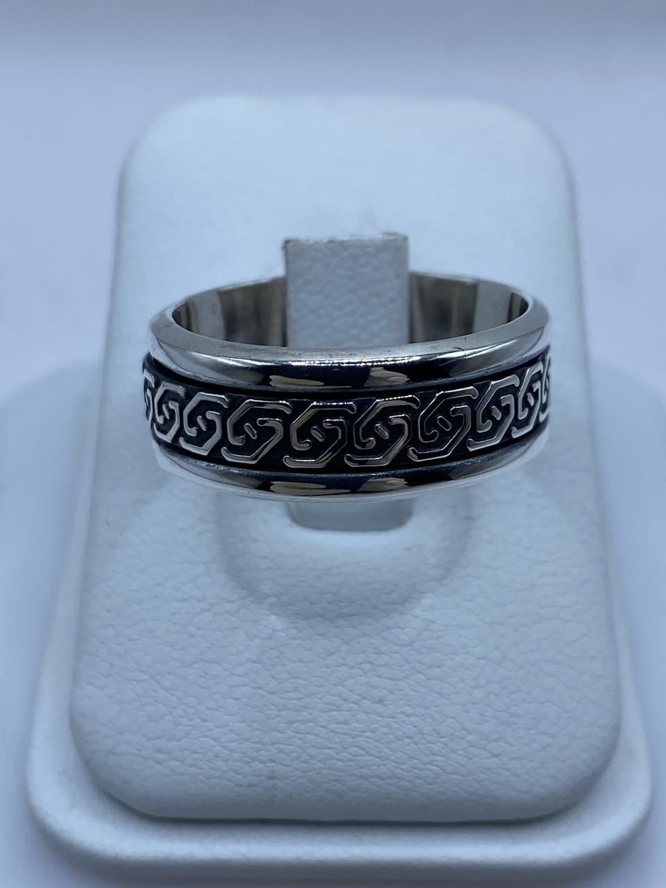 Anillo Giratorio de Plata 925 con Diseño Geométrico Clásico, vista frontal