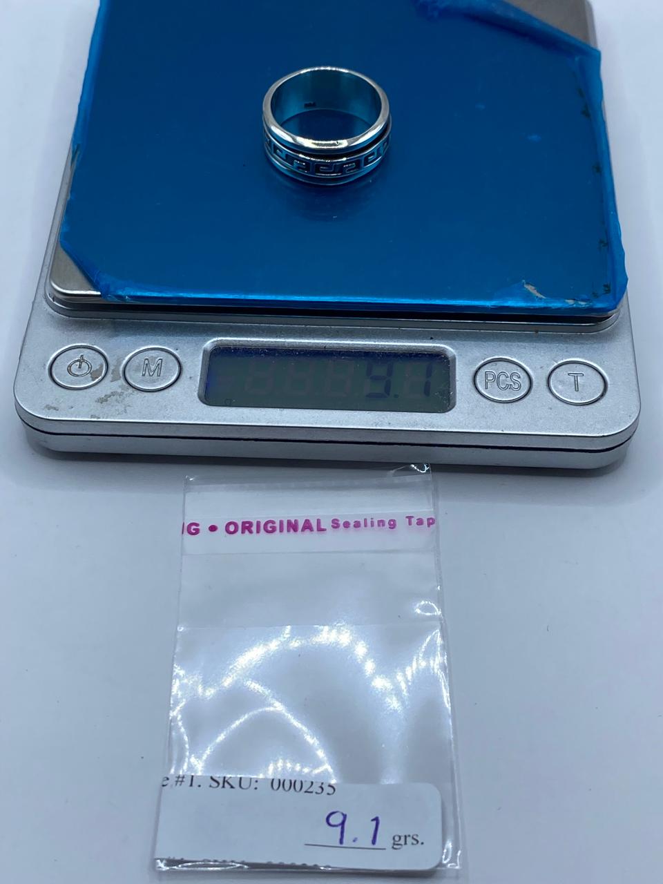 💍 Anillo Giratorio de Plata 925 con Diseño Geométrico Estilo Griego