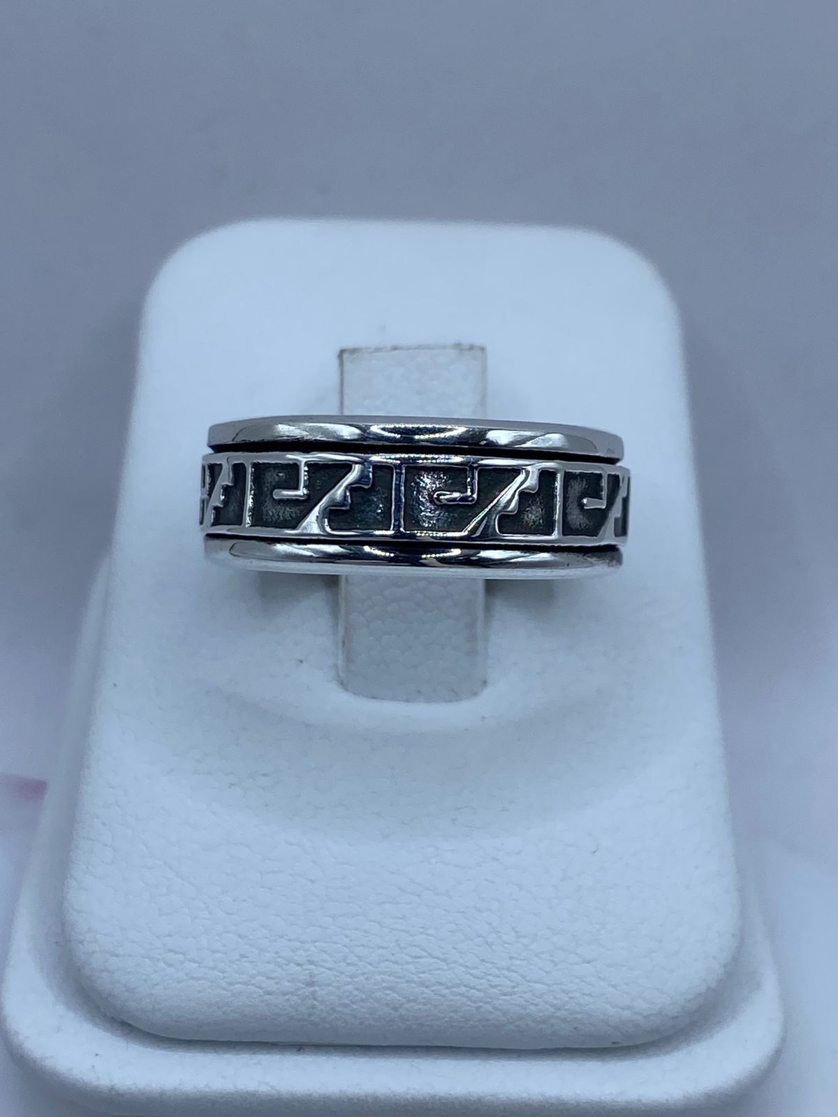 💍🔷 Anillo Giratorio de Plata 925 con Diseño Geométrico Moderno  – Estilo Urbano Elegante 🔄✨