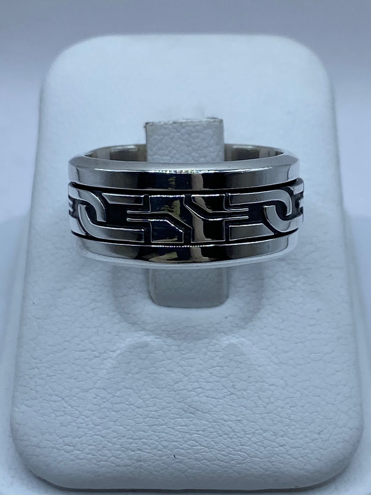 💍 Anillo Giratorio de Plata 925 con Diseño Geométrico Moderno