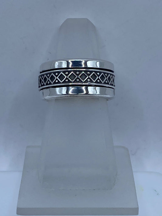 💍✨ Anillo Giratorio de Plata 925 con Diseño Geométrico de Rombos