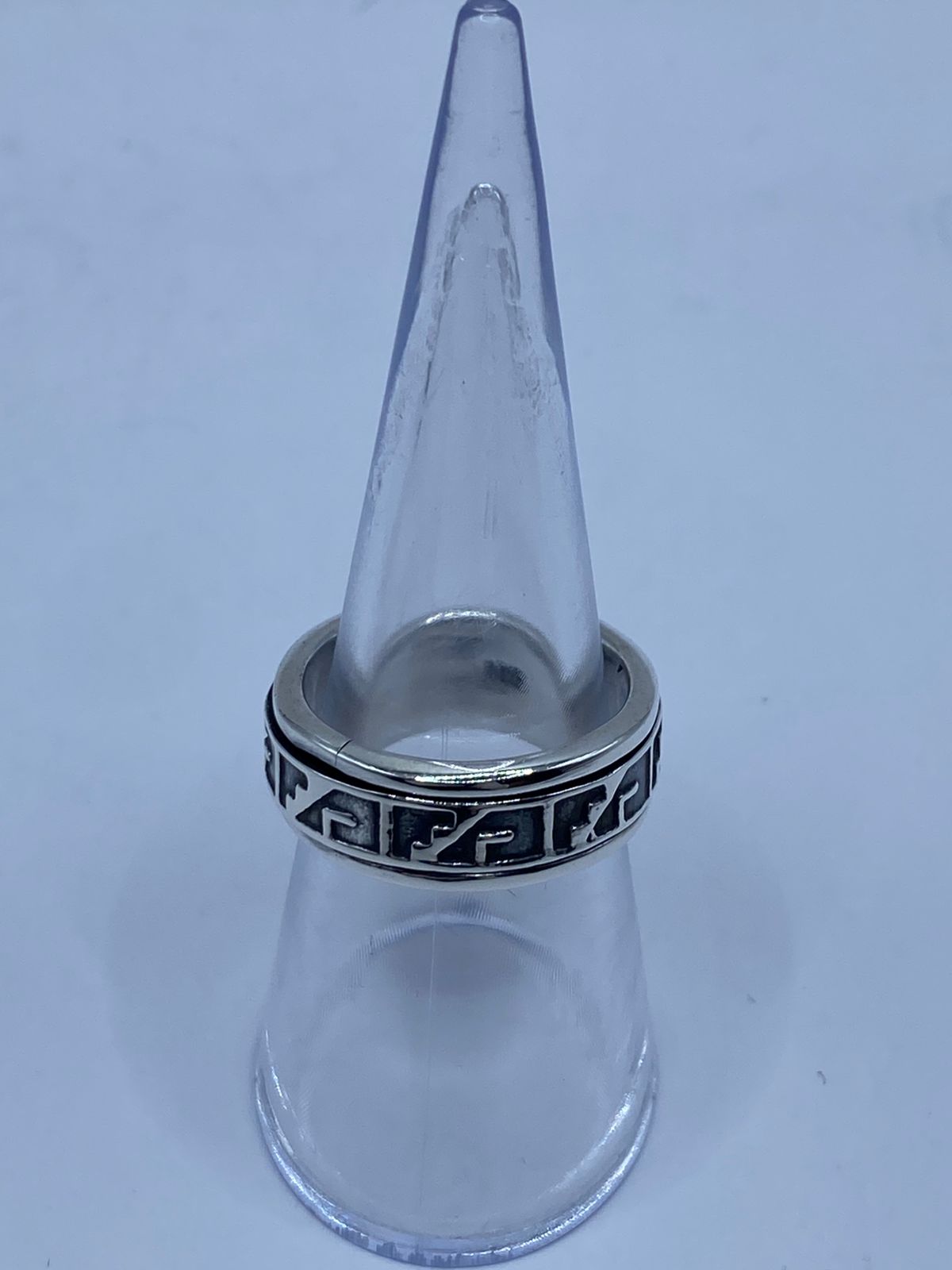 💍 Anillo Giratorio de Plata 925 con Diseño Geométrico Tribal
