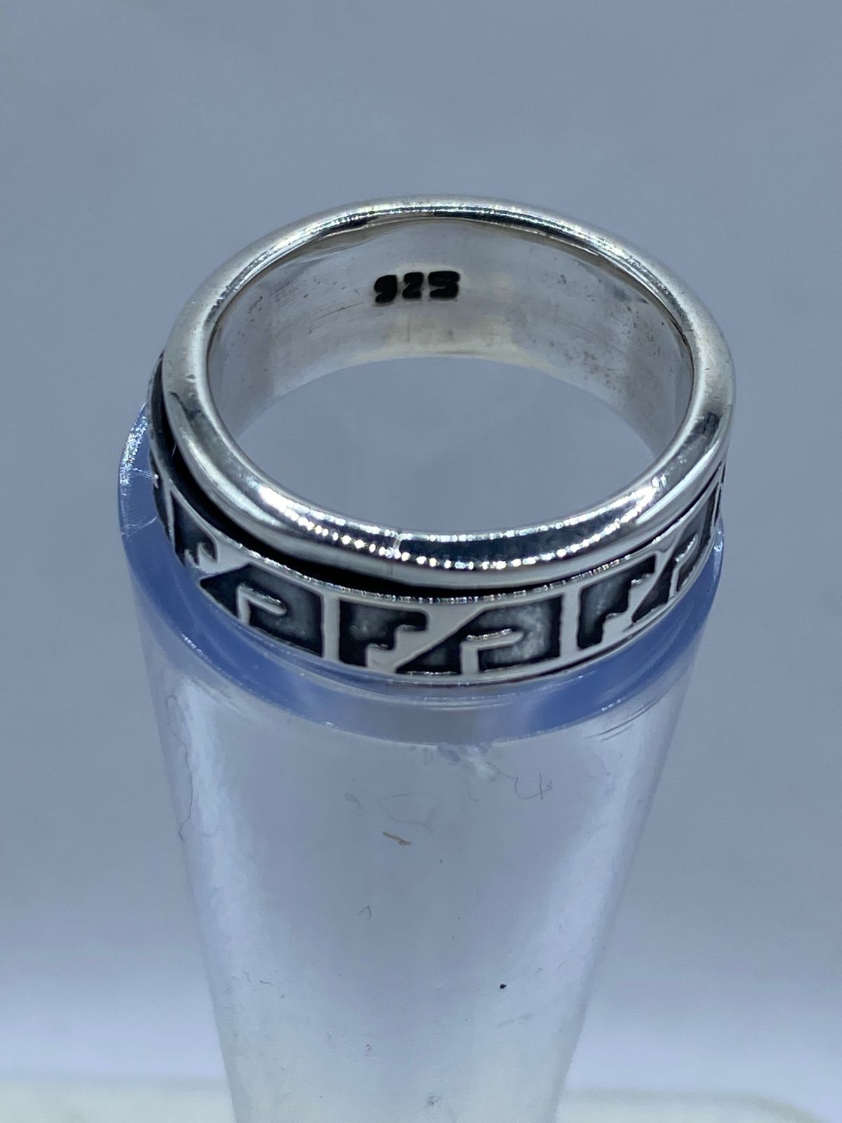 💍 Anillo Giratorio de Plata 925 con Diseño Geométrico Tribal