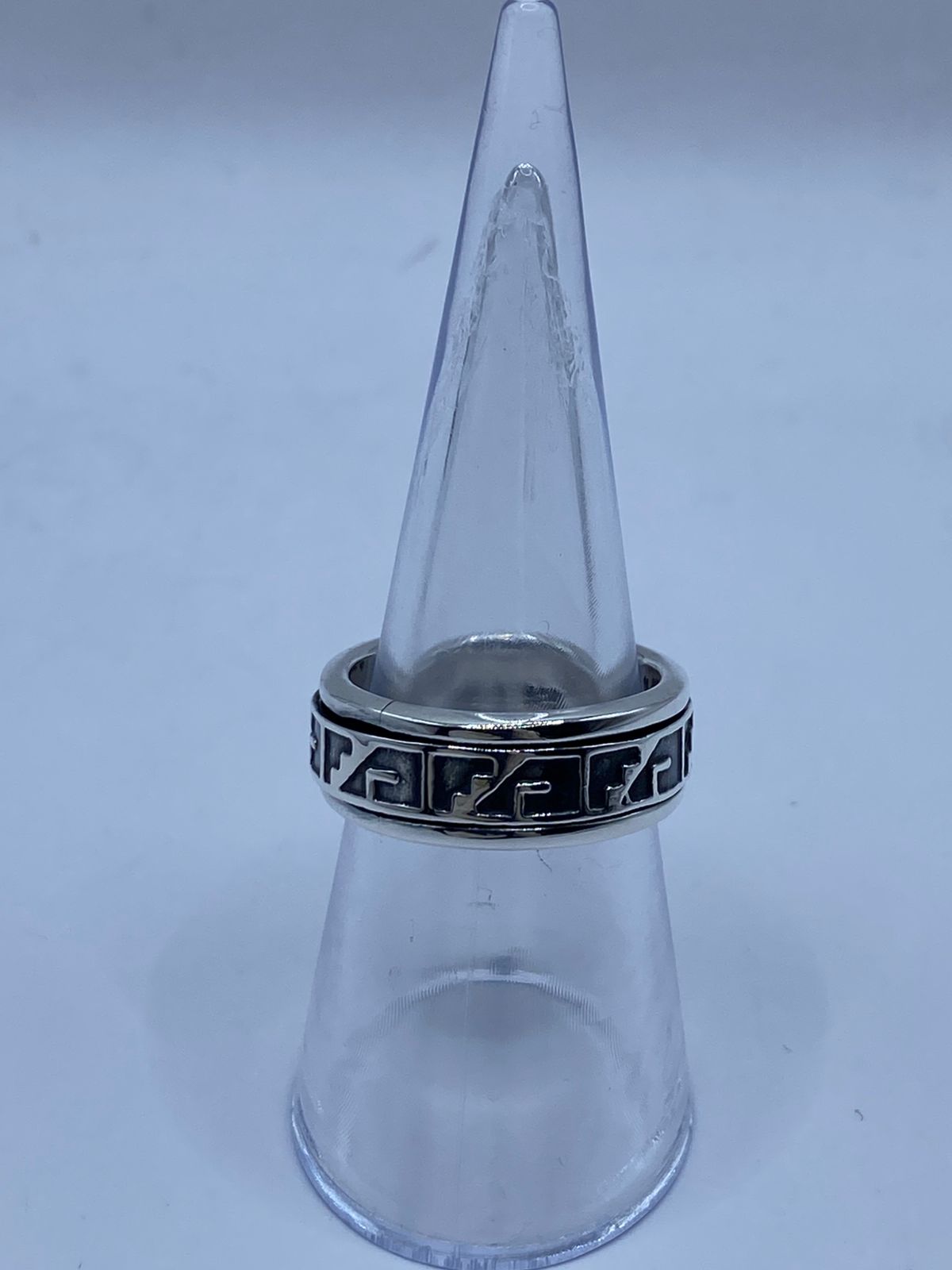 💍 Anillo Giratorio de Plata 925 con Diseño Geométrico Tribal