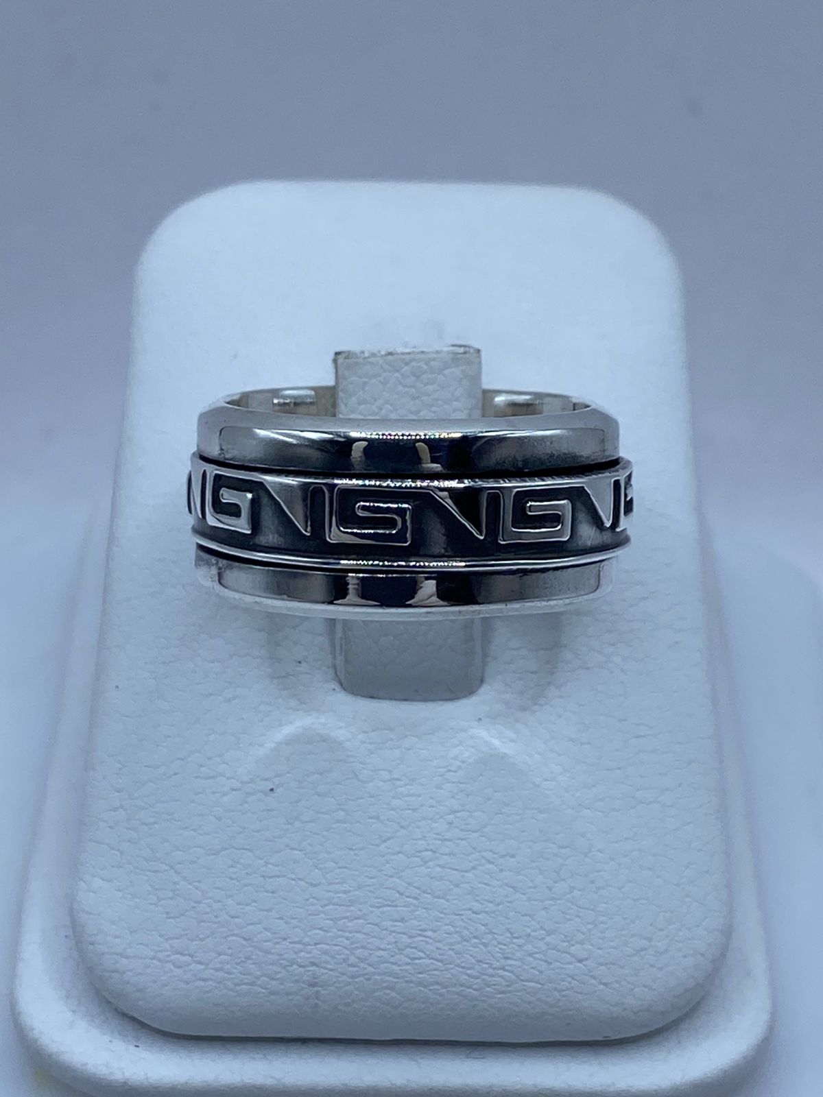 💍✨ Anillo Giratorio de Plata 925 con Diseño Greca Clásico