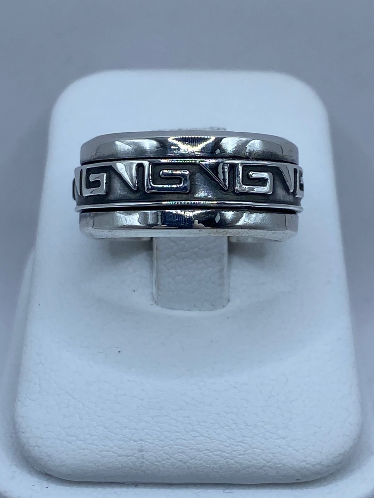 💍✨ Anillo Giratorio de Plata 925 con Diseño Greca Clásico