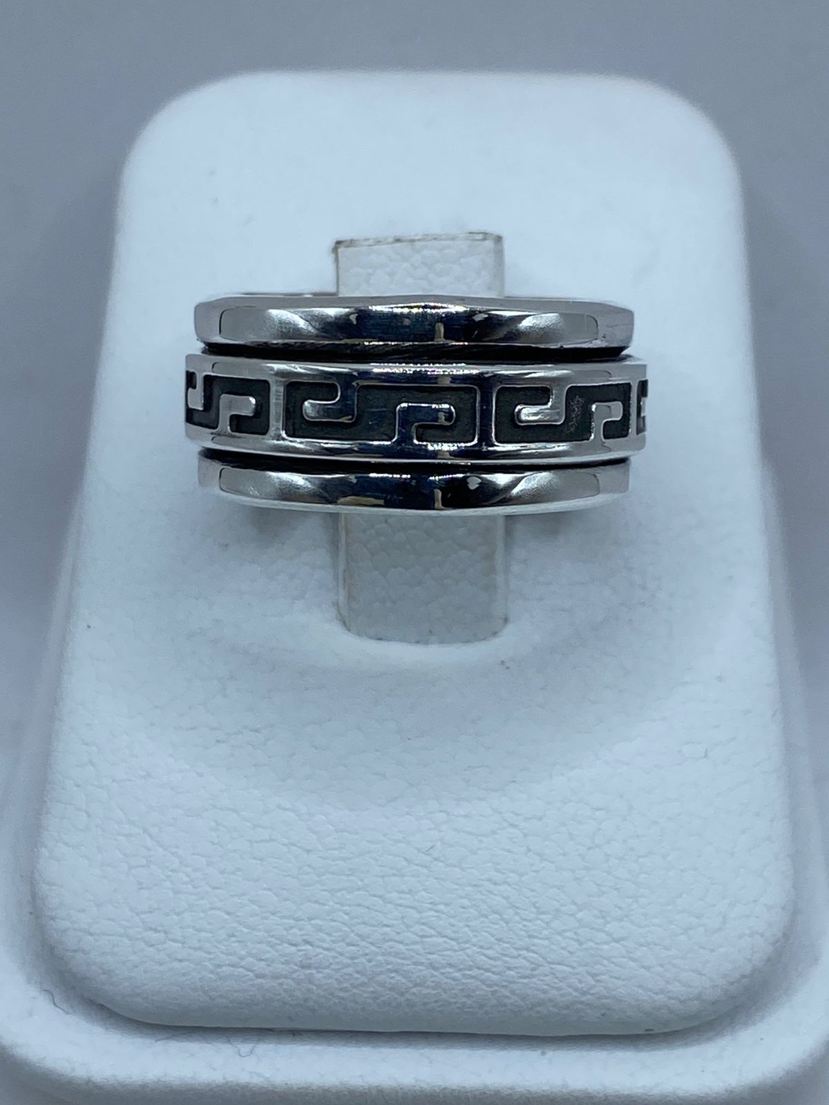 🔁 Anillo Giratorio de Plata 925 con Diseño Greca Clásica