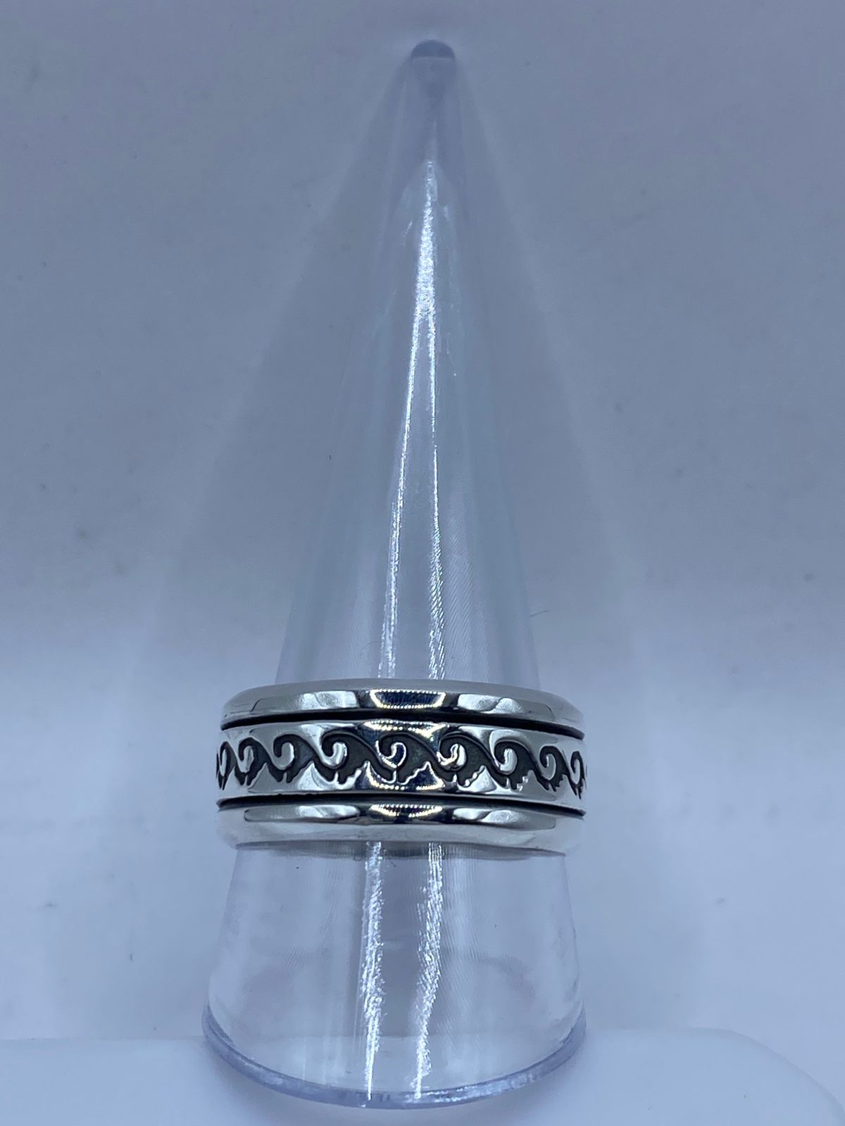 Anillo Giratorio de Plata 925 con Diseño de Olas, vista superior