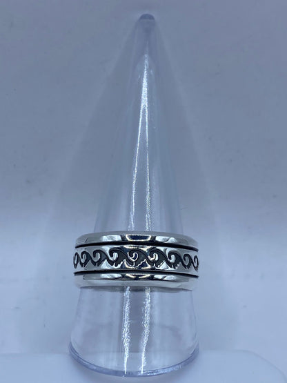 Anillo Giratorio de Plata 925 con Diseño de Olas, vista superior