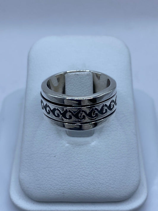💍✨ Anillo Giratorio de Plata 925 con Diseño de Olas