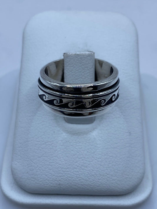 🌊💍 Anillo Giratorio de Plata 925 con Diseño de Olas