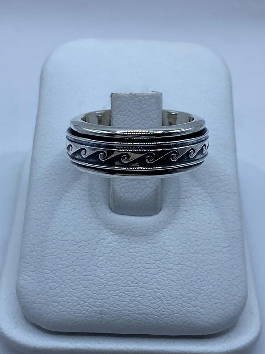🌊💍 Anillo Giratorio de Plata 925 con Diseño de Olas