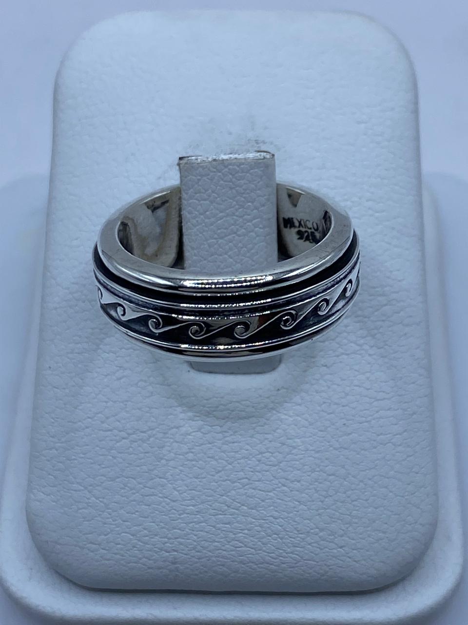 🌊💍 Anillo Giratorio de Plata 925 con Diseño de Olas