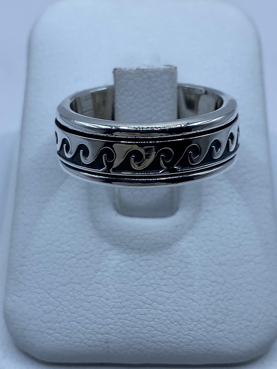 💍 Anillo Giratorio de Plata 925 con Diseño de Olas Clásicas