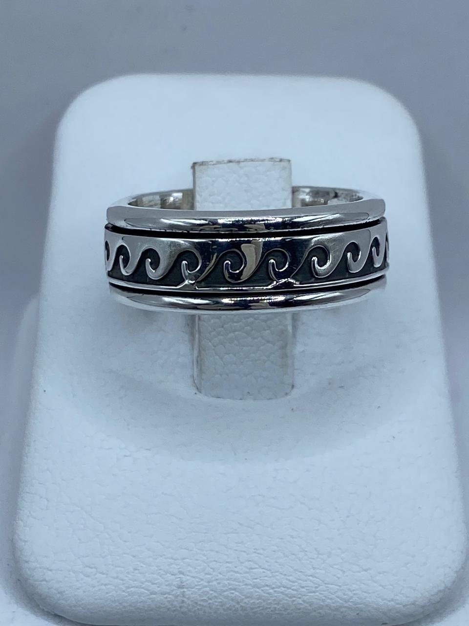 💍 Anillo Giratorio de Plata 925 con Diseño de Olas Clásicas