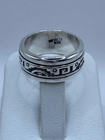 Anillo Giratorio de Plata 925 con Diseño Prehispánico