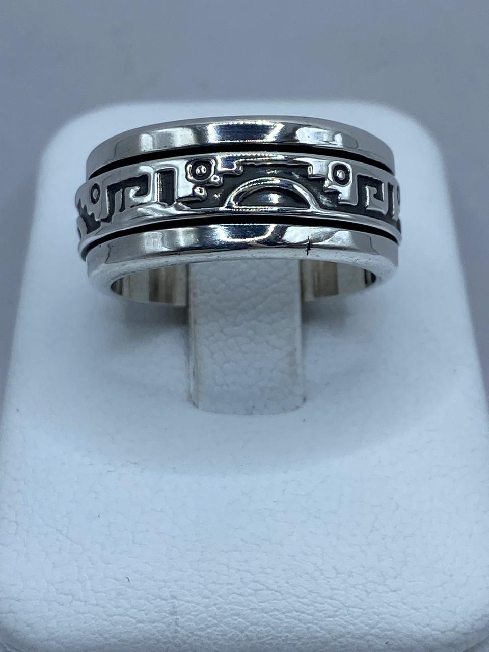 Anillo Giratorio de Plata 925 con Diseño Prehispánico