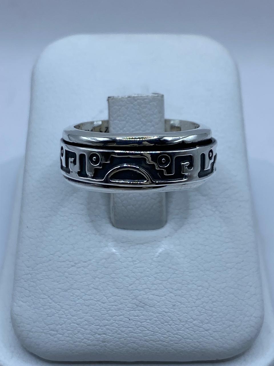 Anillo Giratorio de Plata .925 con Diseño Tribal