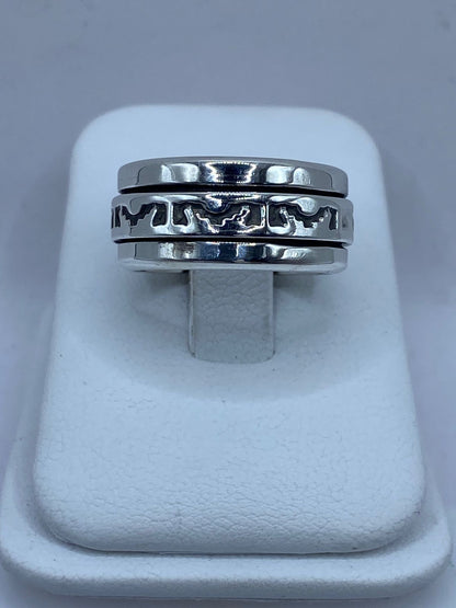 Anillo Giratorio de Plata 925 con Diseño Tribal Calado