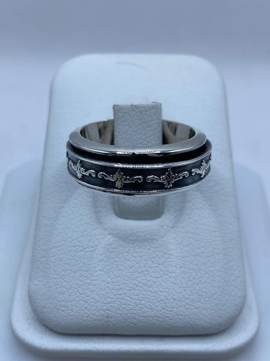 Anillo Giratorio de Plata 925 con Diseño Floral Clásico