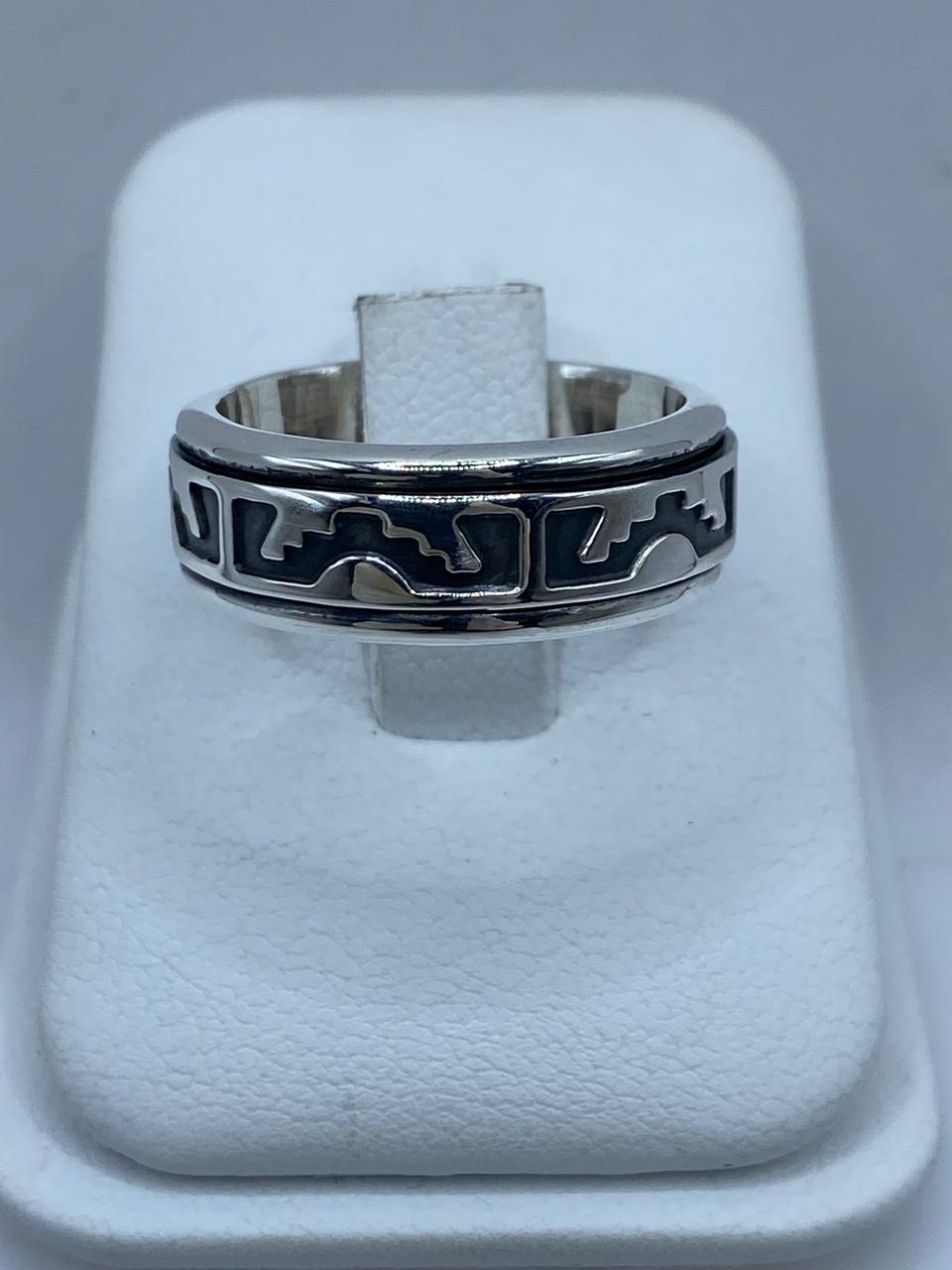 💍 Anillo Giratorio de Plata 925 con Diseño Geométrico Abstracto