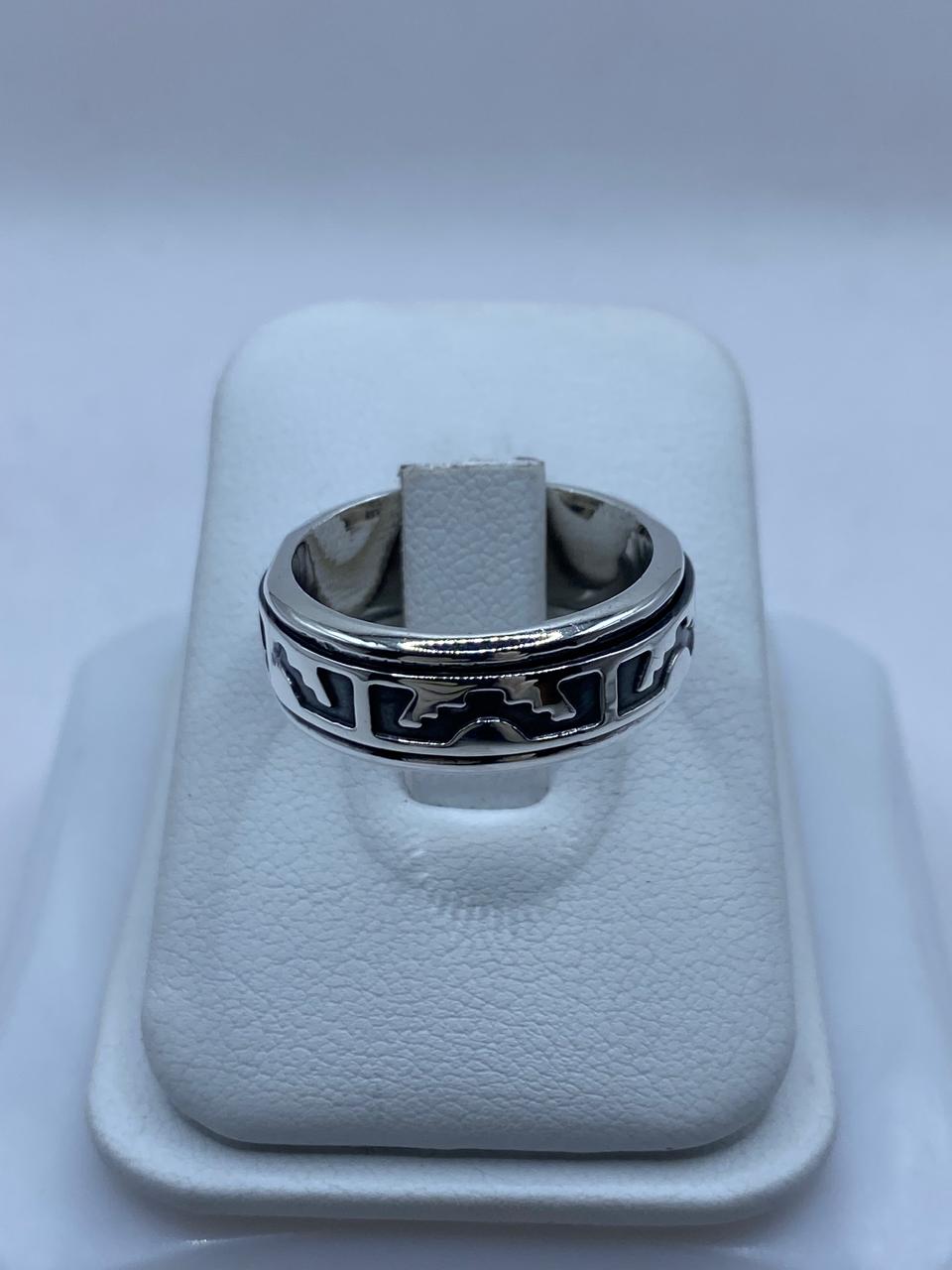 💍 Anillo Giratorio de Plata 925 con Diseño Geométrico Abstracto