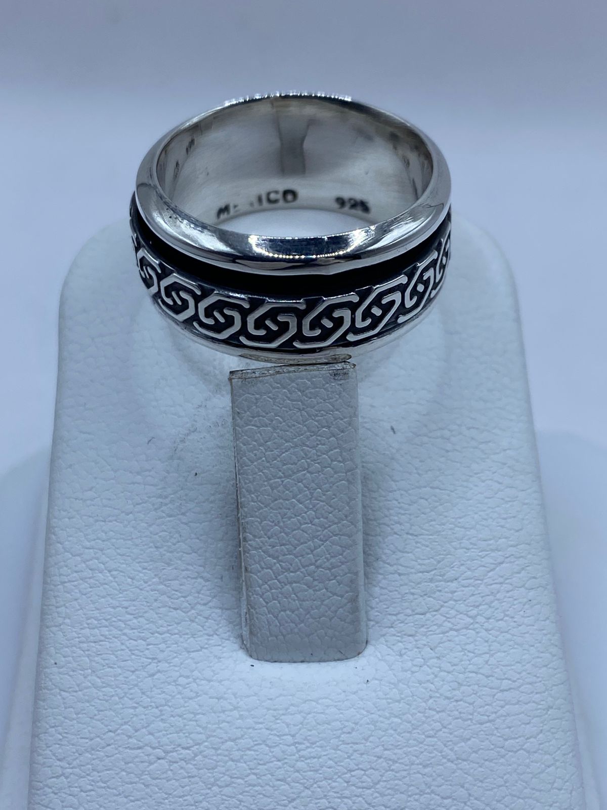 🔁 Anillo Giratorio de Plata 925 con Diseño Greca Clásica
