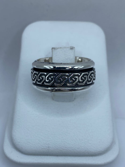 Anillo Giratorio de Plata 925 con Diseño Greca Clásica
