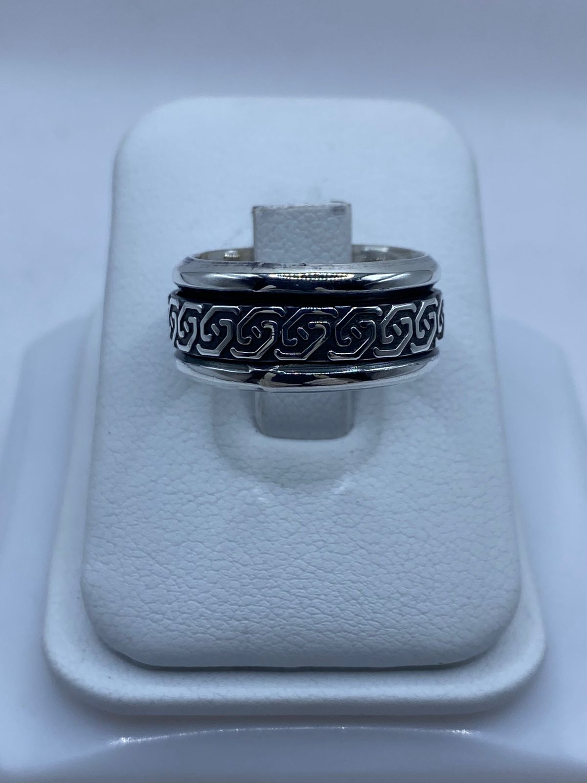 🔁 Anillo Giratorio de Plata 925 con Diseño Greca Clásica