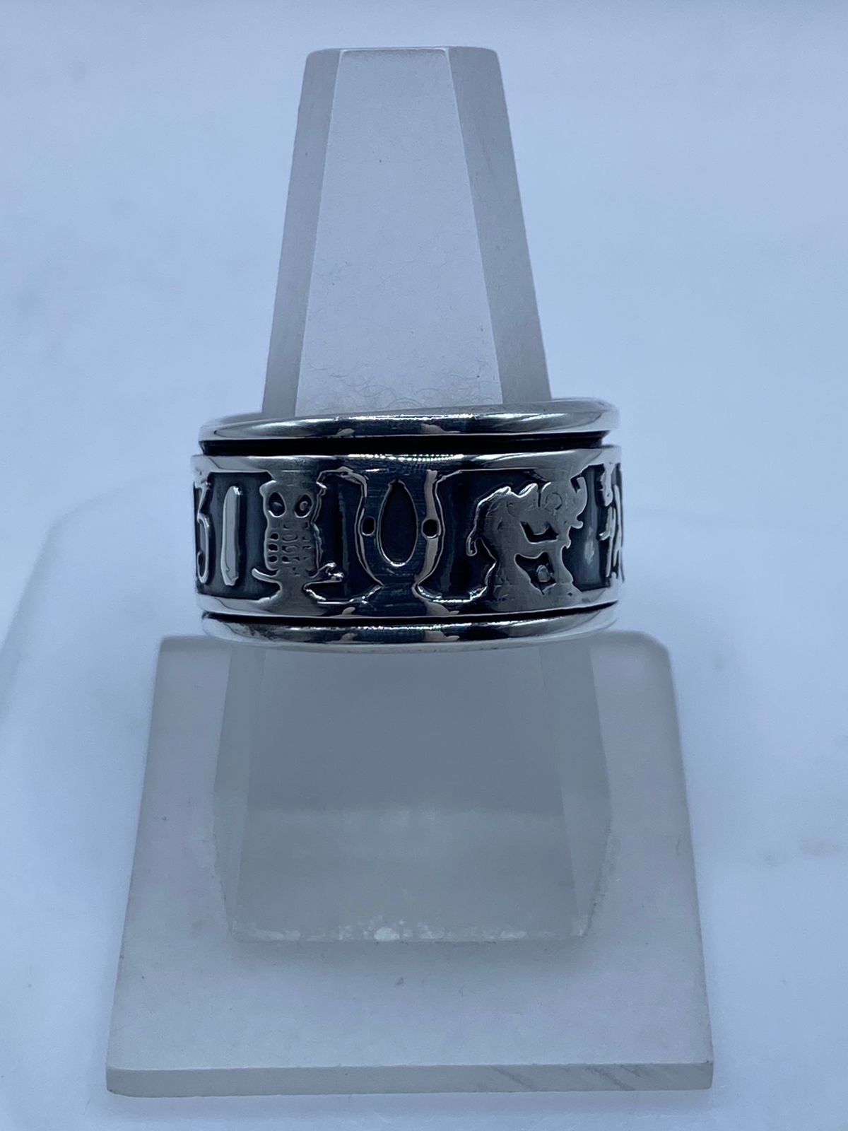 💍🔢🐘 Anillo Giratorio de Plata 925 con Elefantes y Número 13