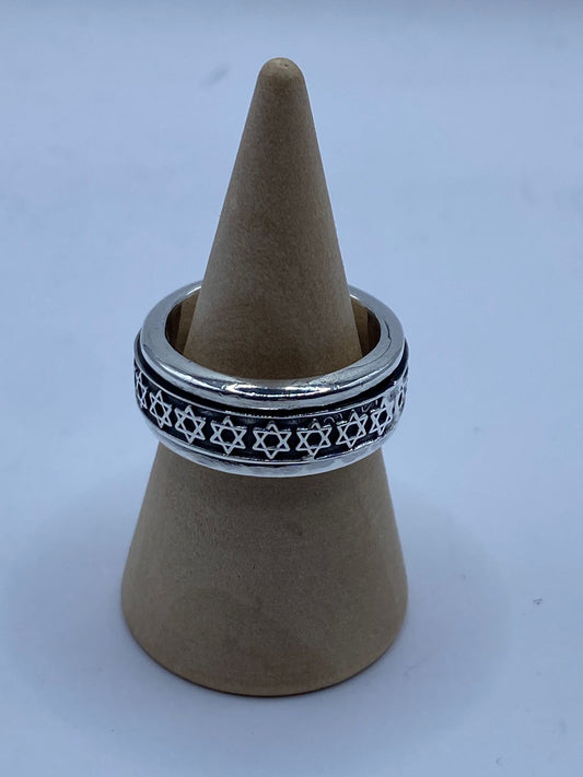 💍 Anillo Giratorio de Plata 925 con Estrellas de David