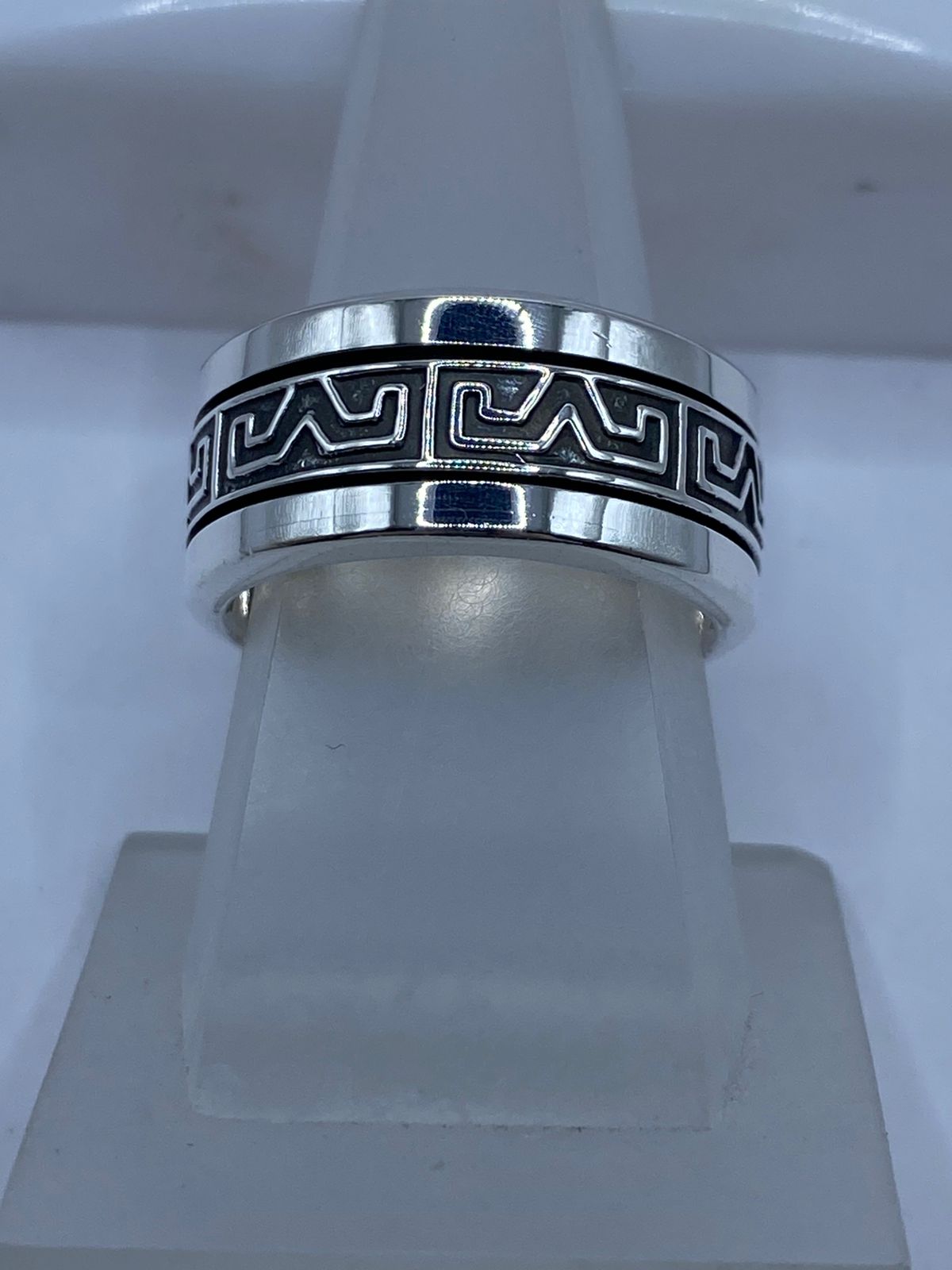 Anillo Giratorio de Plata .925 con Greca Clásica — vista lateral