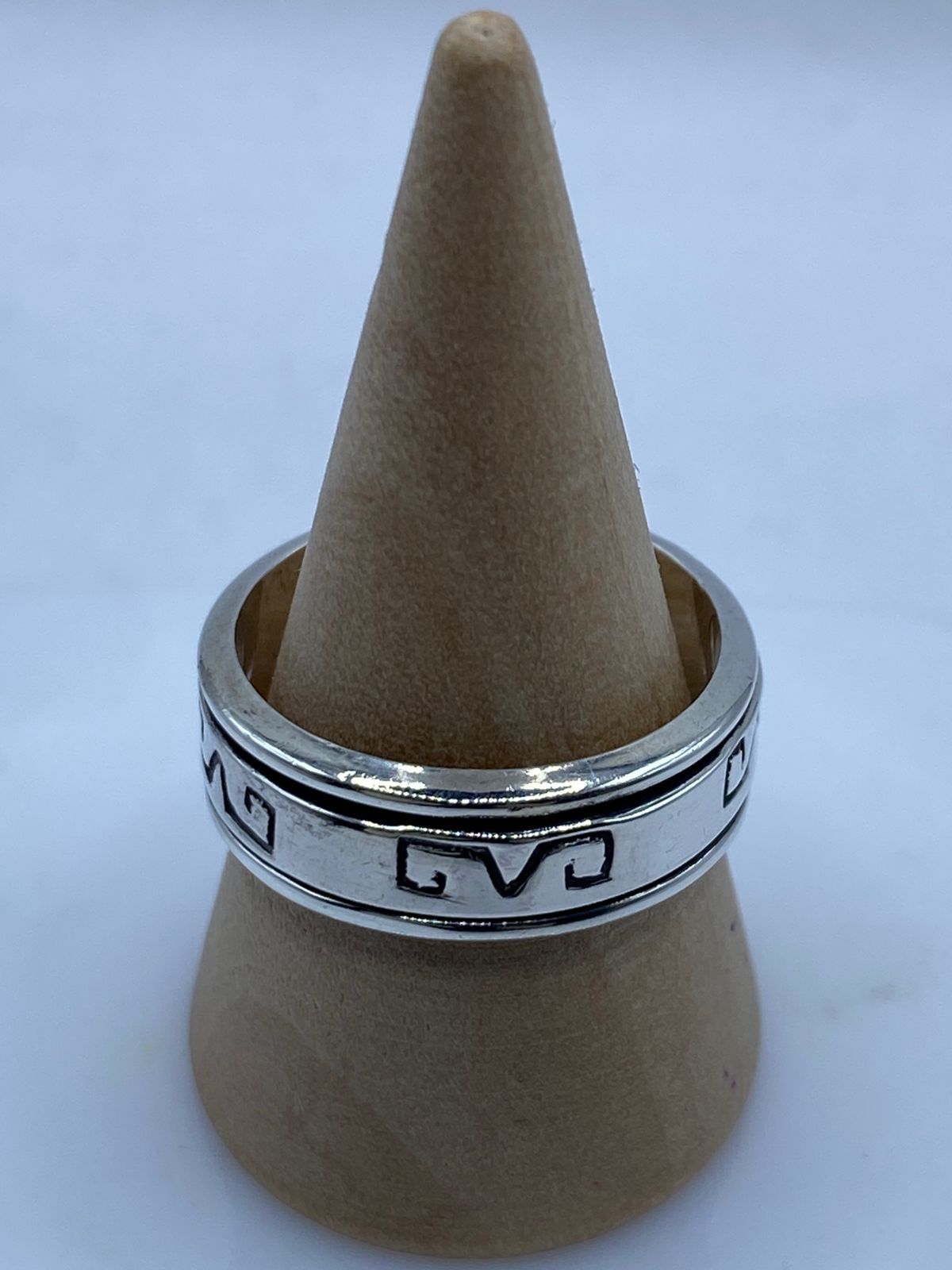 💍 Anillo Giratorio de Plata 925 con Grecas Prehispánicas