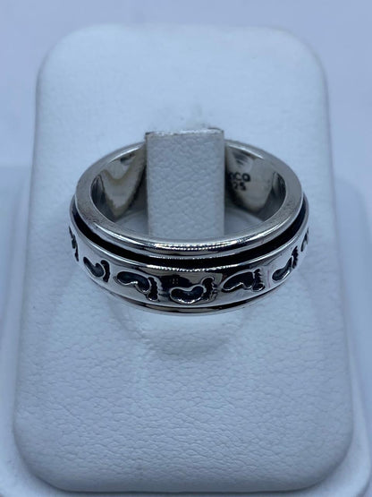Anillo Giratorio de Plata 925 con Huellas, vista de detalle