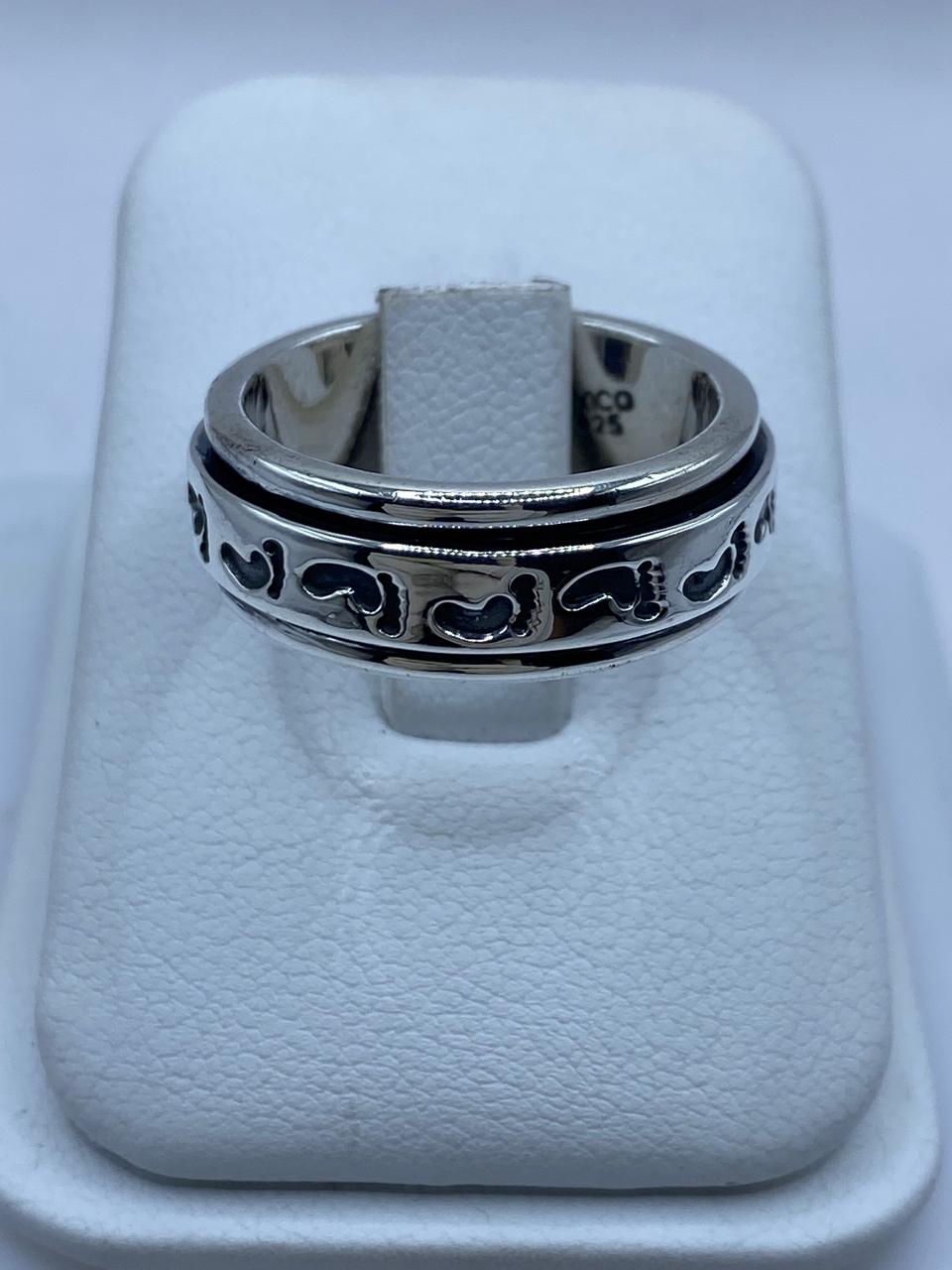 💍 Anillo Giratorio de Plata 925 con Huellas