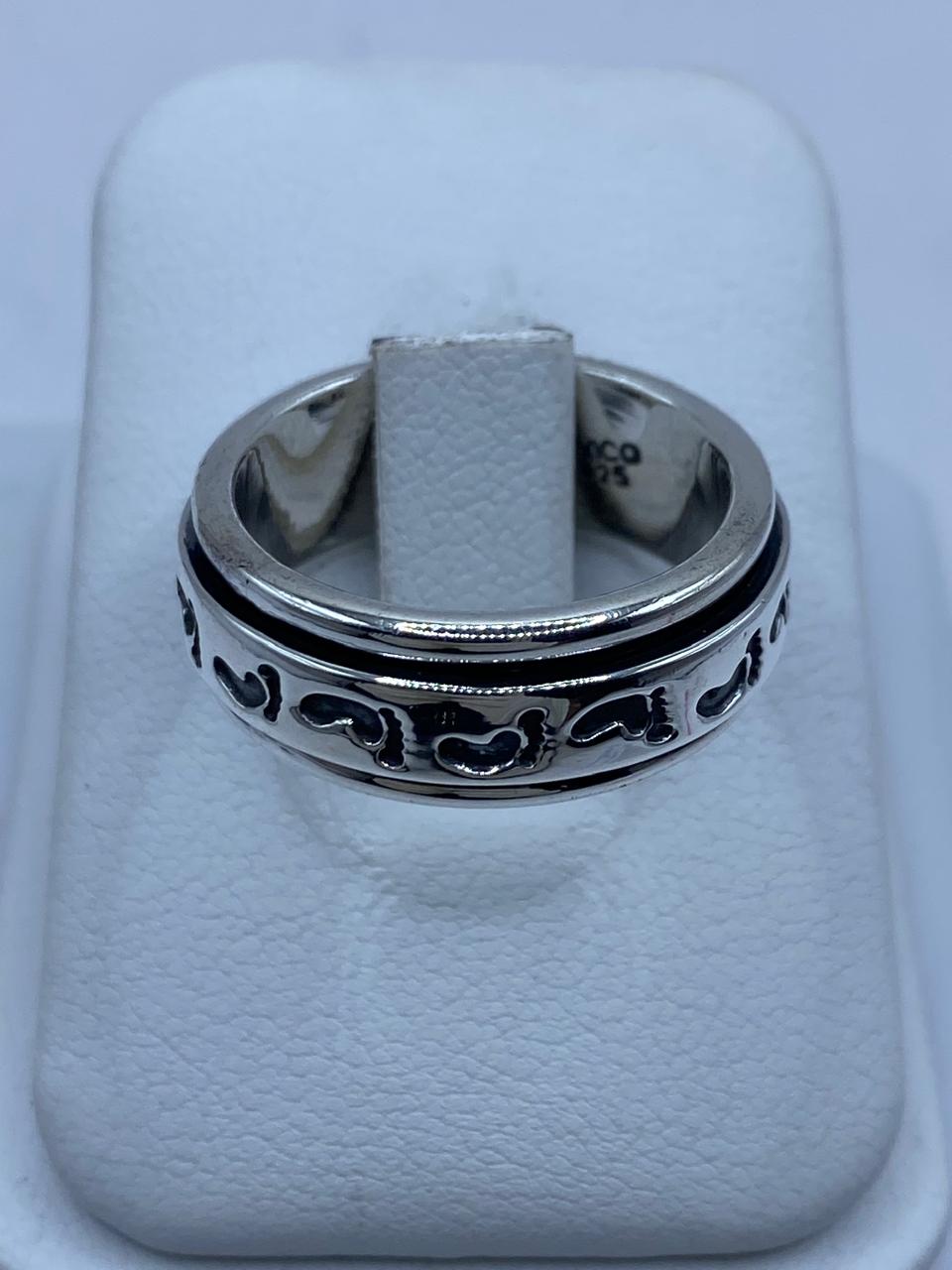 💍 Anillo Giratorio de Plata 925 con Huellas