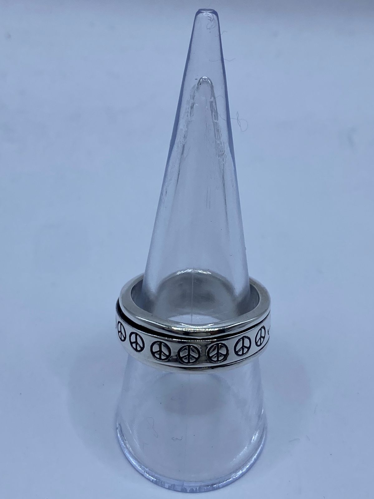 💍☮️ Anillo Giratorio de Plata 925 con Símbolos de Paz