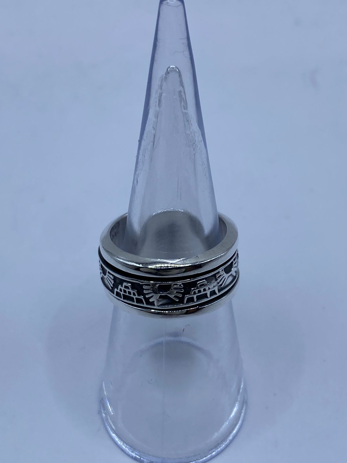 Anillo Giratorio de Plata 925 con Símbolos Prehispánicos