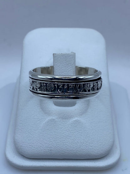 Anillo Giratorio de Plata 925 con Símbolos de la Suerte — vista lateral