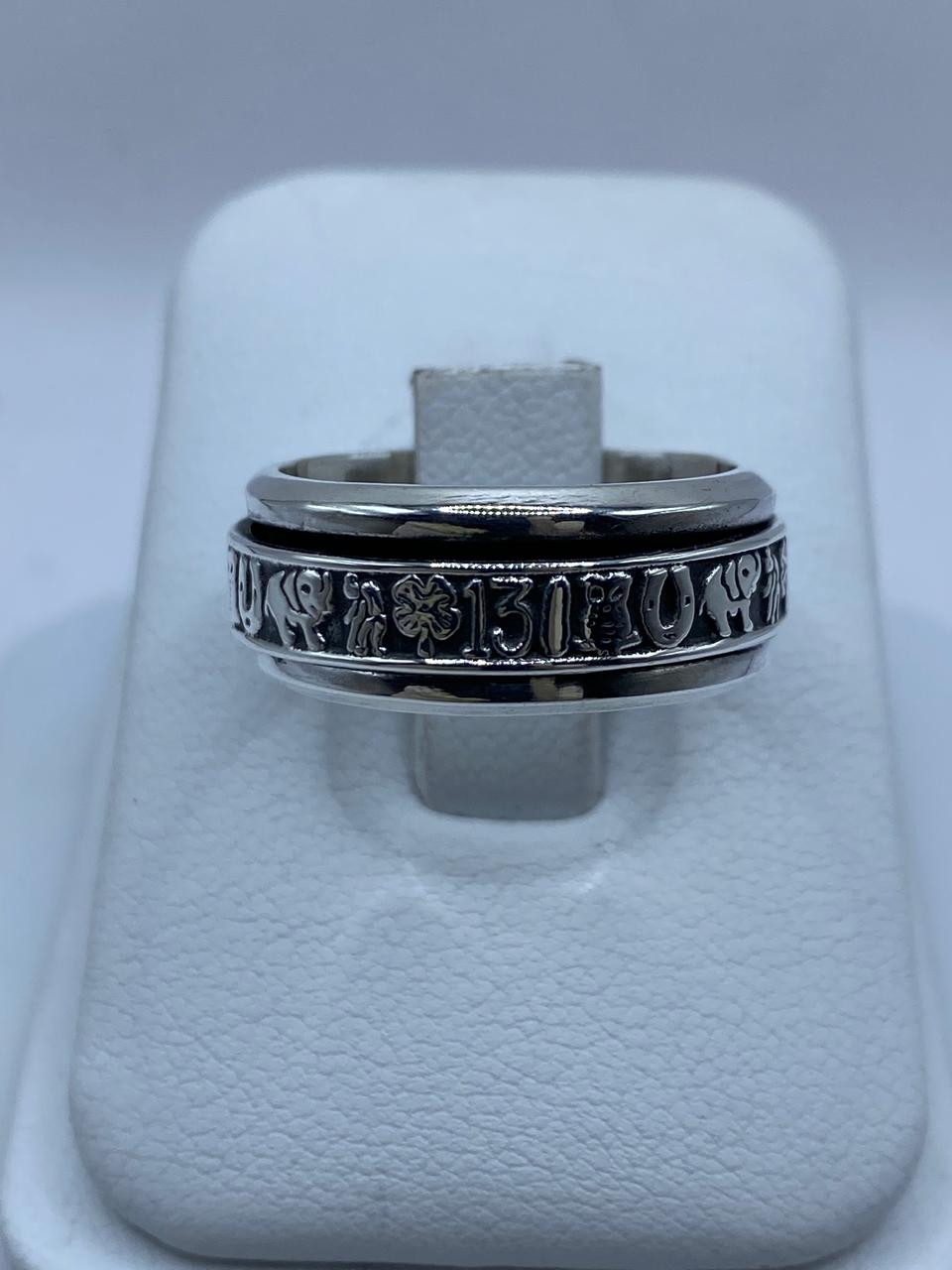 🍀 Anillo Giratorio de Plata 925 con Símbolos de la Suerte